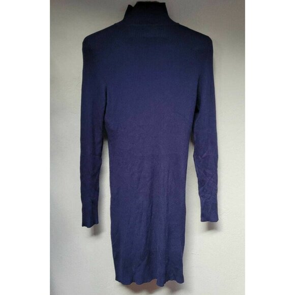 New Simply Styled By Sears Mock Neck Sweater Dress Large Knit Navy Long Sleeve - Picture 2 of 6